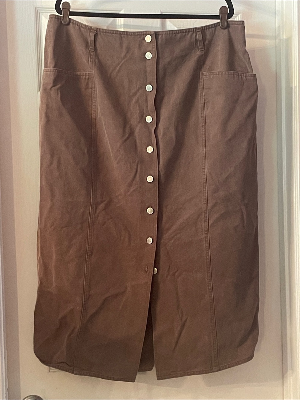Joe's Jeans Chocolate Brown Button-Front Midi Skirt